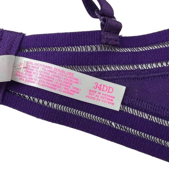Victoria's Secret PINK Allover Lace Unlined Bra Purple 34DD - Picture 5 of 7